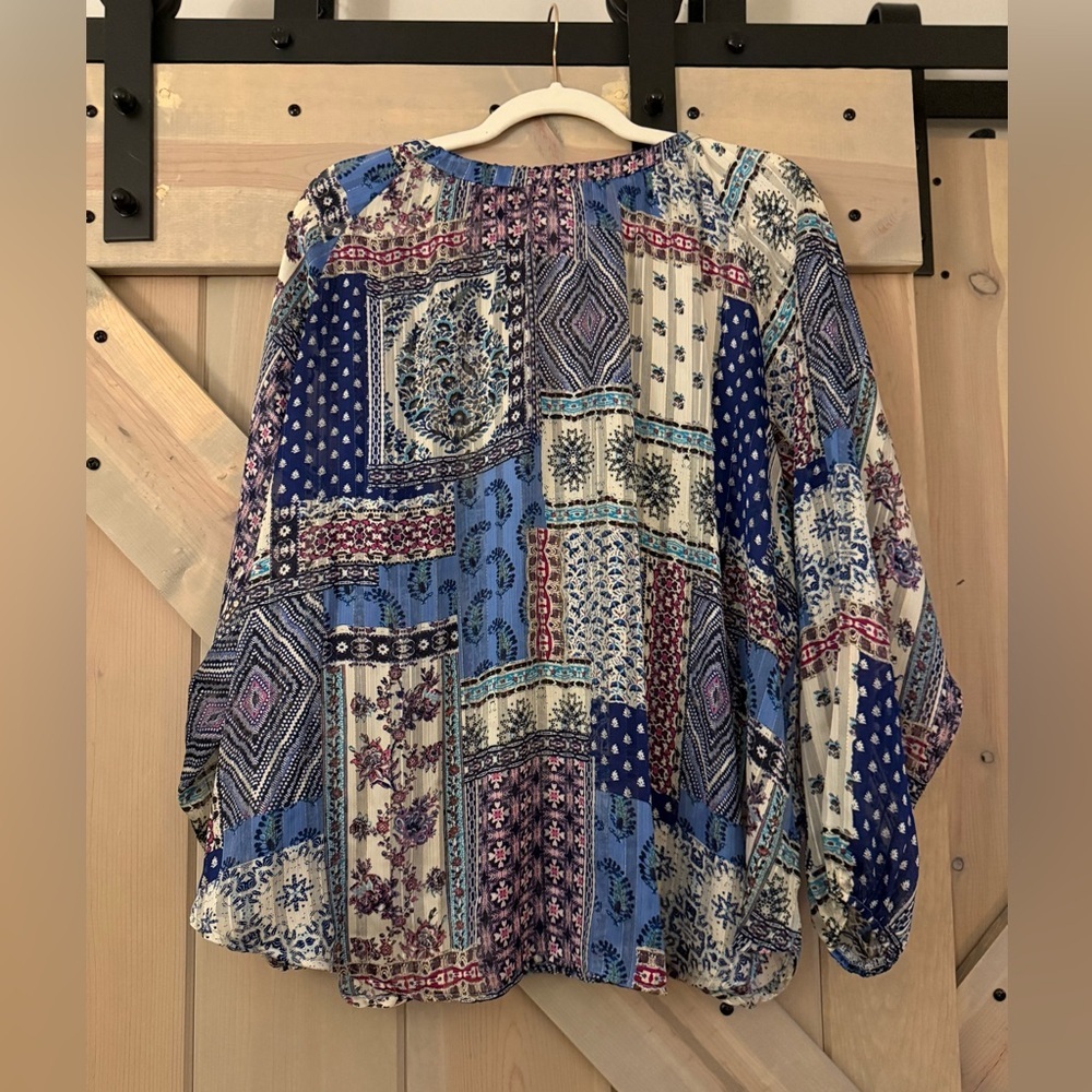 Like New By Together Patchwork Peasant Blouse - image 4